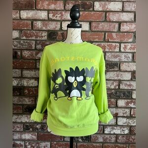Bad Badtz Maru Sweater Women Medium Neon Green Sanrio Pullover Sweatshirt